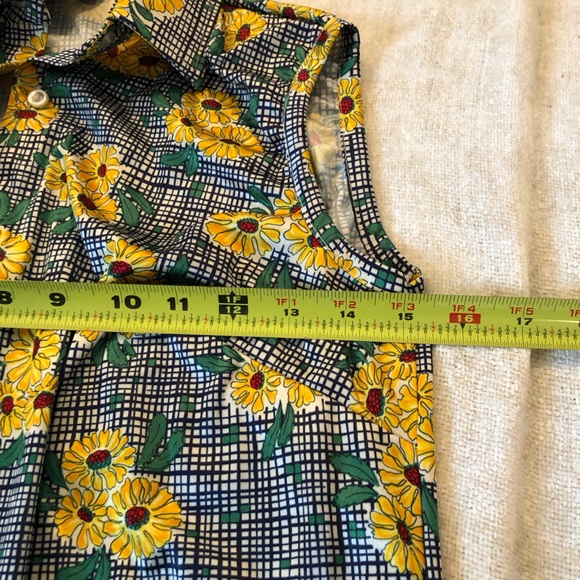 Sunflower flowy tank top, Calvin Charles black and yellow sleeveless top - Picture 3 of 7